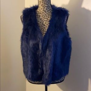 Blue faux fur vest